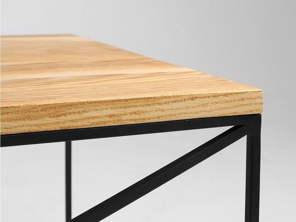 Natural massive Mountain coffee table with black base 100x60 cm - Duraster