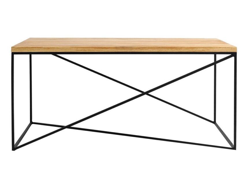 Natural massive Mountain coffee table with black base 100x60 cm - Duraster