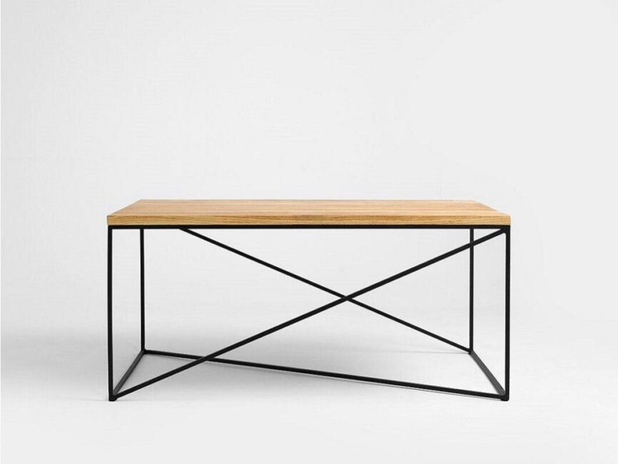 Natural massive Mountain coffee table with black base 100x60 cm - Duraster