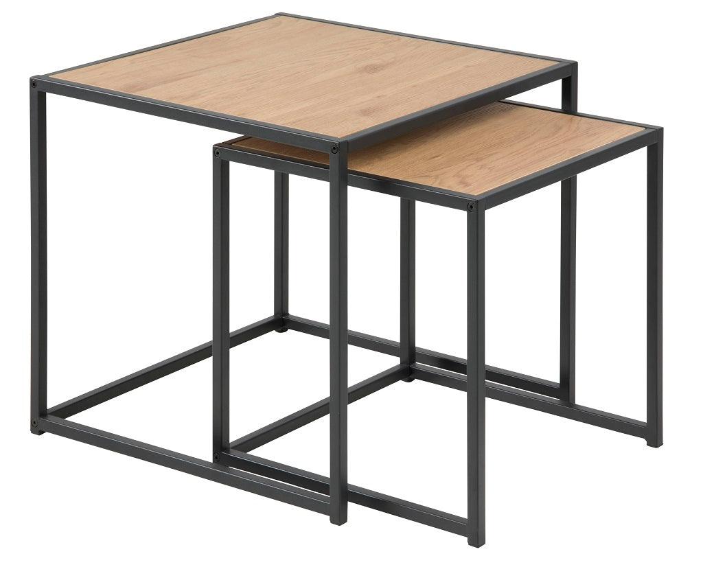 Oak set of Darila coffee tables with black base 100x50 cm - Duraster
