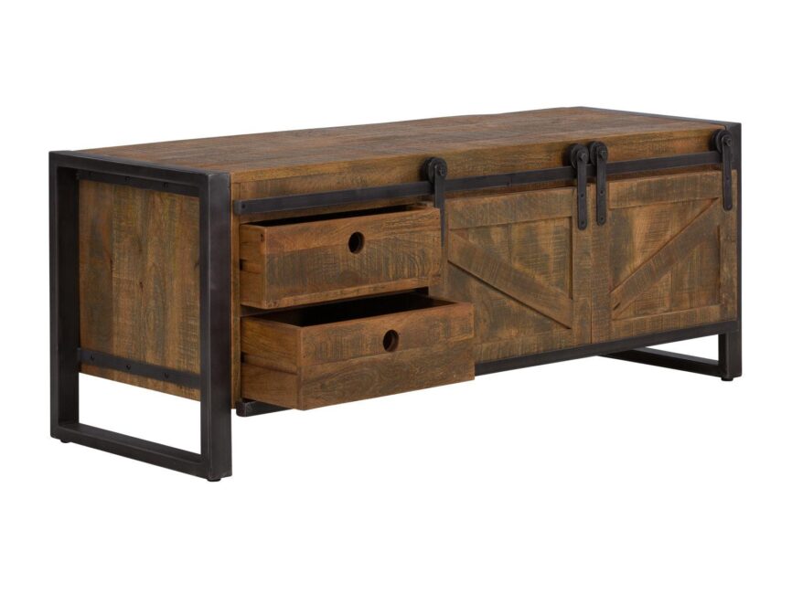 Virah Solid Wood Industrial TV Unit - Duraster
