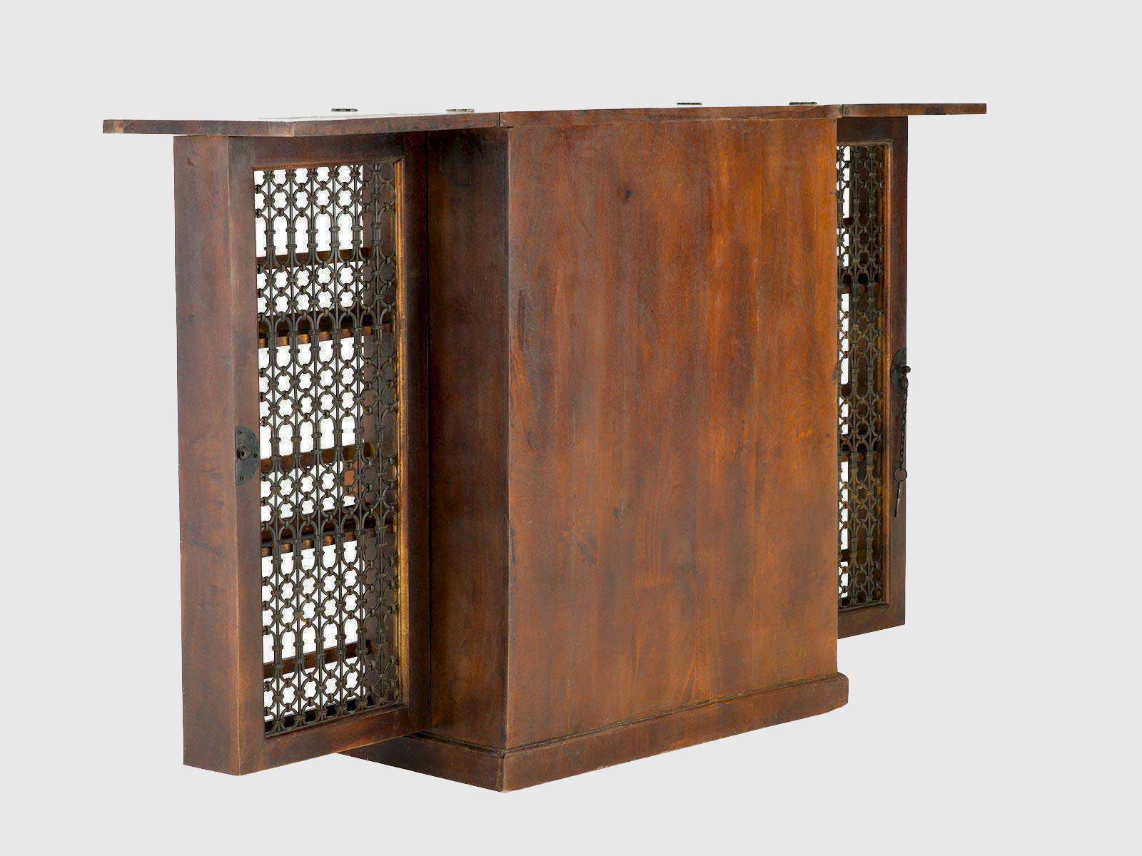 Duraster Vismit Solid Mango wood Wine Cabinet with metal doors # 1 - Image 3