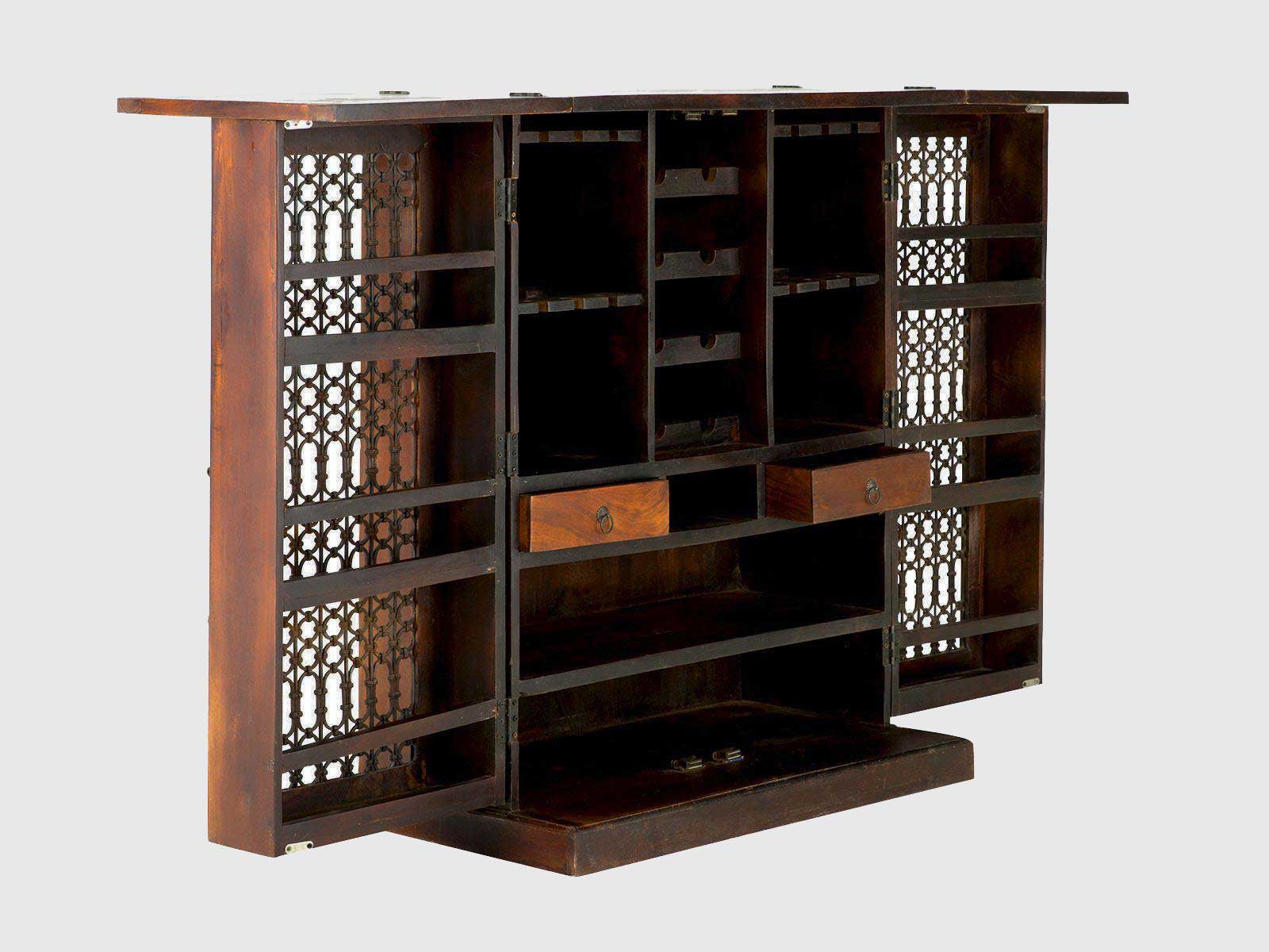 Duraster Vismit Solid Mango wood Wine Cabinet with metal doors # 1 - Image 2