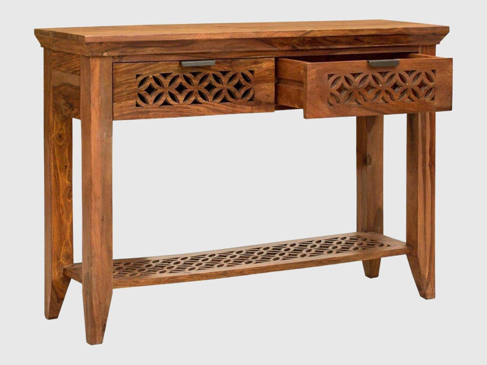 Duraster Vismit Solid Sheeham wood Contemporary 2 Drawer Console Table #2 - Image 3
