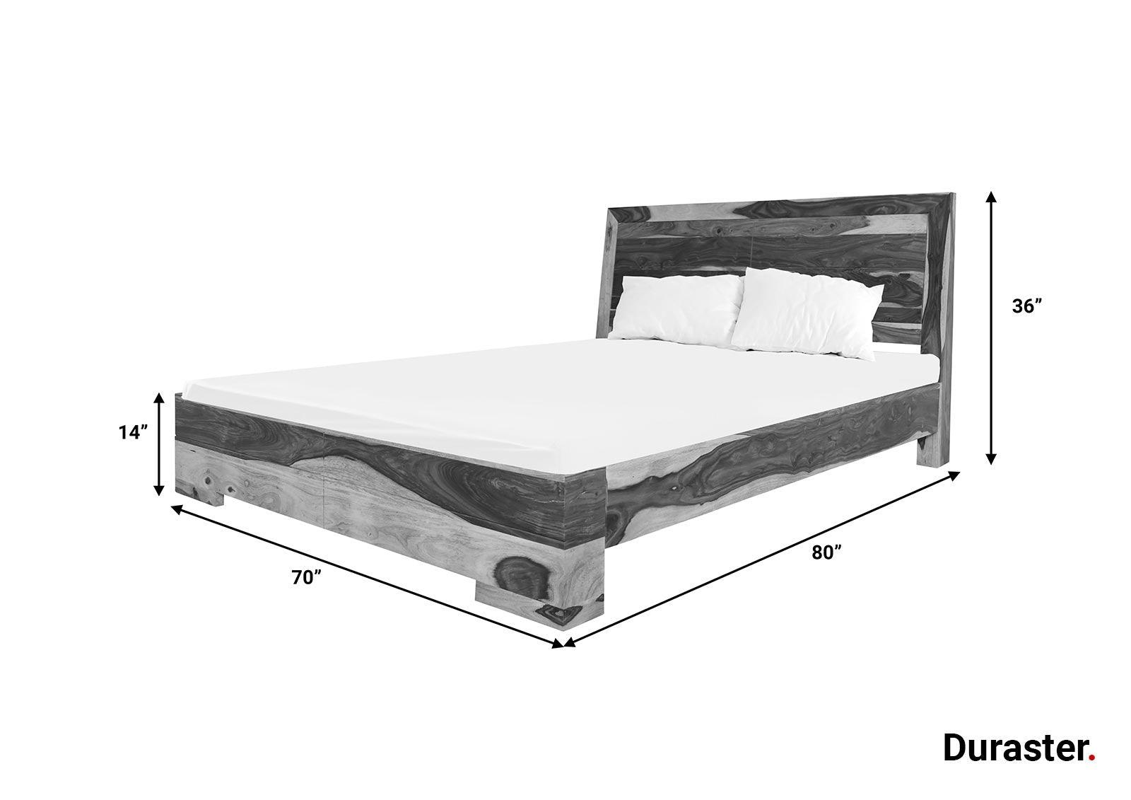 Sheesham Light Finish Wood Bed - Duraster
