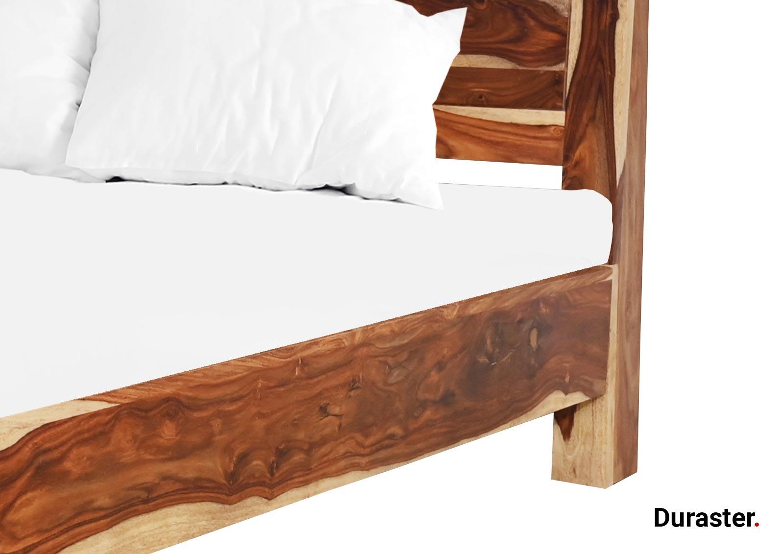 Sheesham Light Finish Wood Bed - Duraster