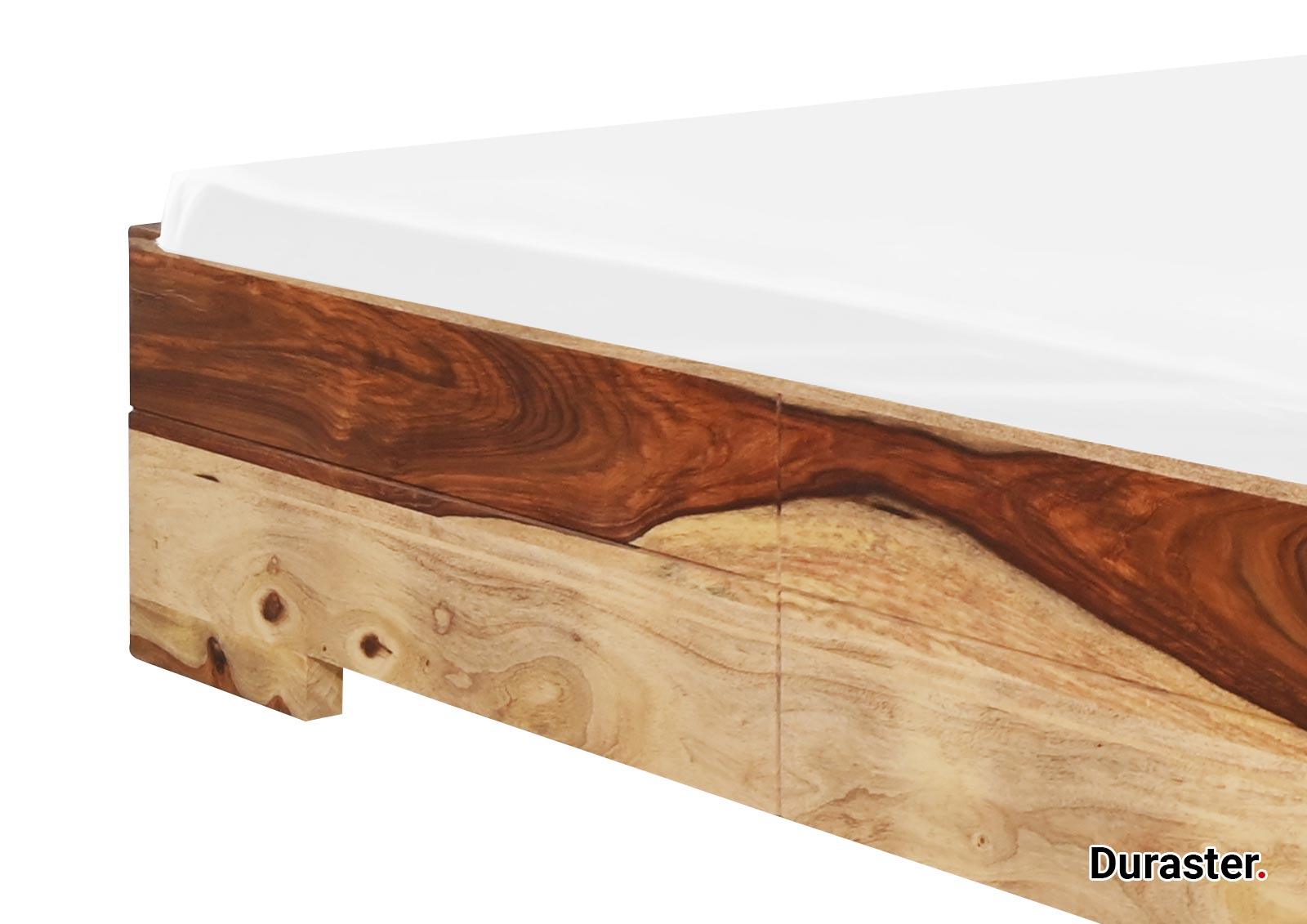 Sheesham Light Finish Wood Bed - Duraster