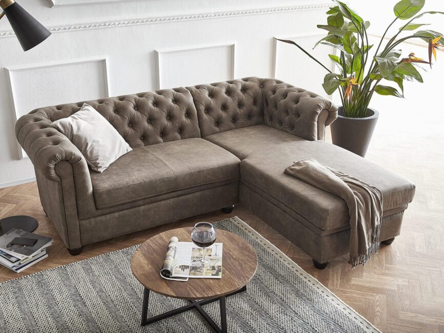 Norwich Chesterfield Taupe Ottoman Right #28 - Duraster