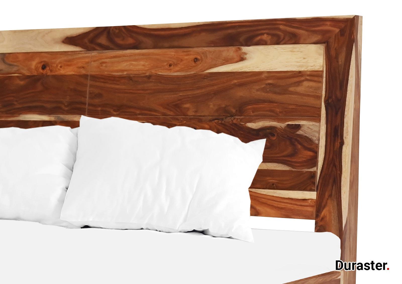 Sheesham Light Finish Wood Bed - Duraster