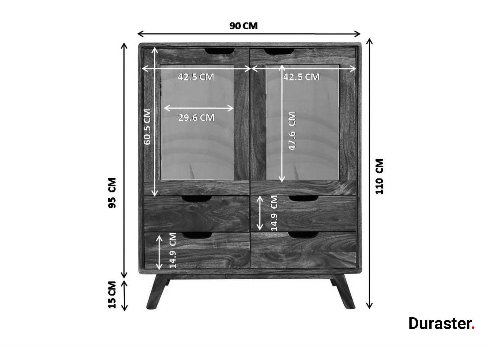 Ummed Modern Sheesham Wood Highboard Cabinet #9 - Duraster