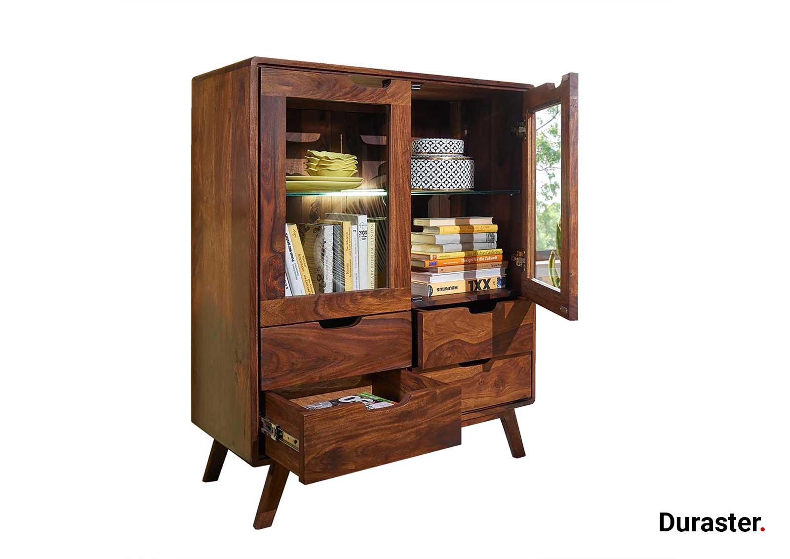 Ummed Modern Sheesham Wood Highboard Cabinet #9 - Duraster