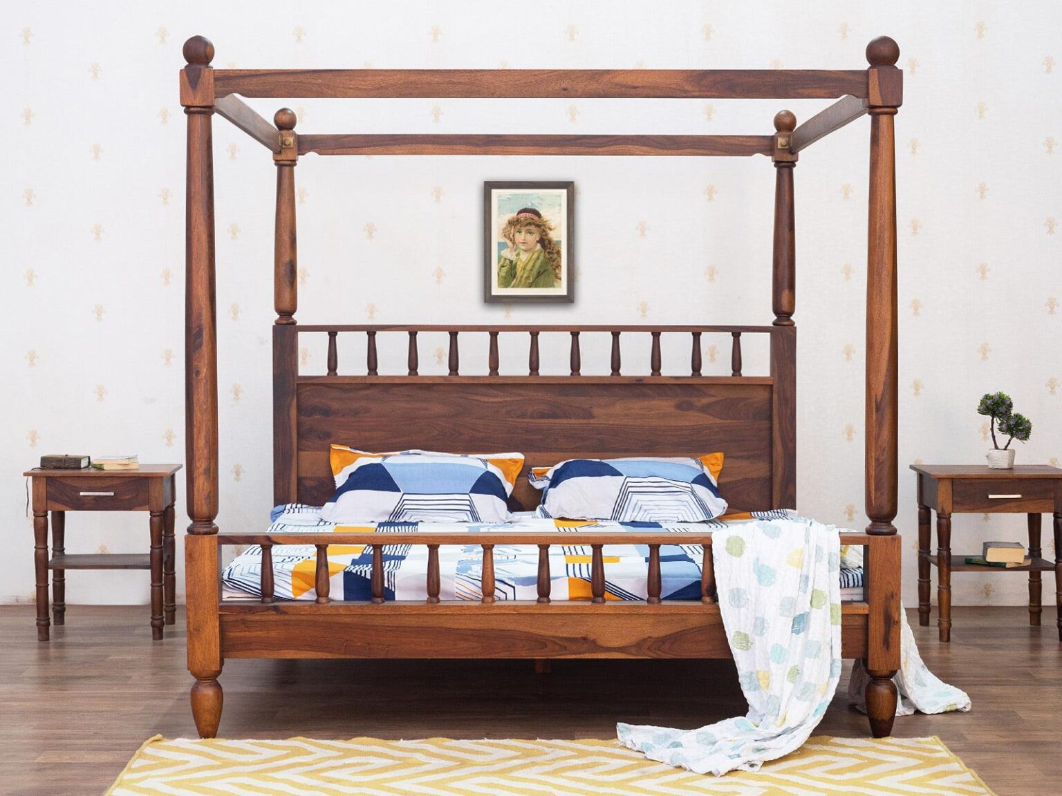 Vismit Solid Sheesham Wood Four-Poster Bed #6 - Duraster