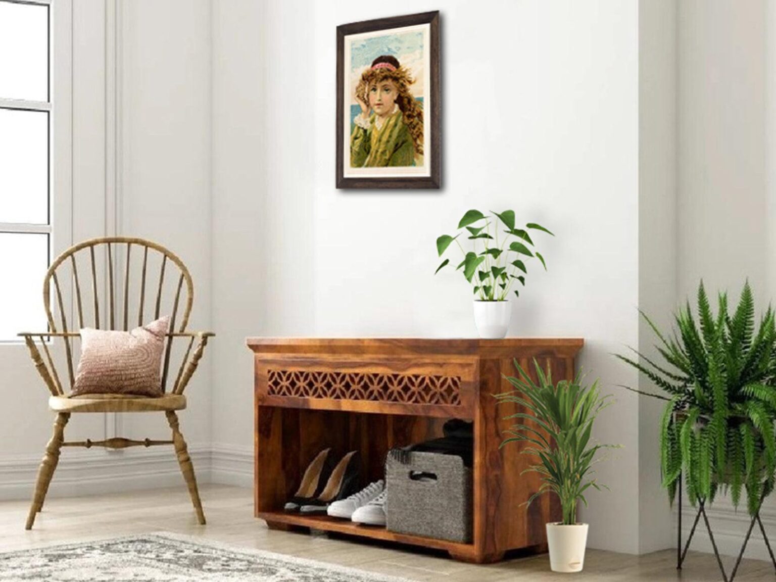 Vismit Stylish Sheesham Wood  Shoe Cabinet #1 - Duraster