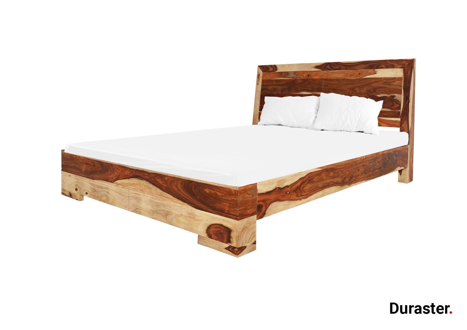 Sheesham Light Finish Wood Bed - Duraster