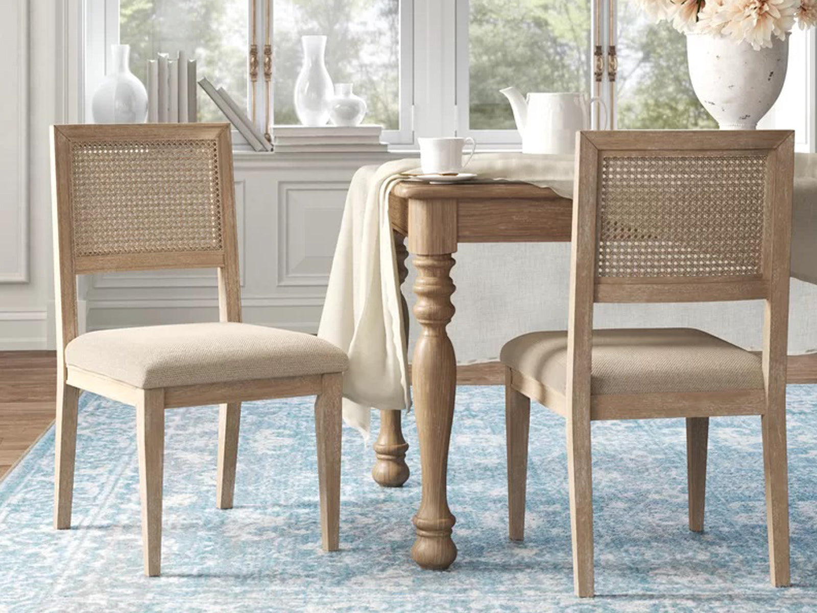 Wicker Solid Mango wood Dining Chair with Cane Work #2