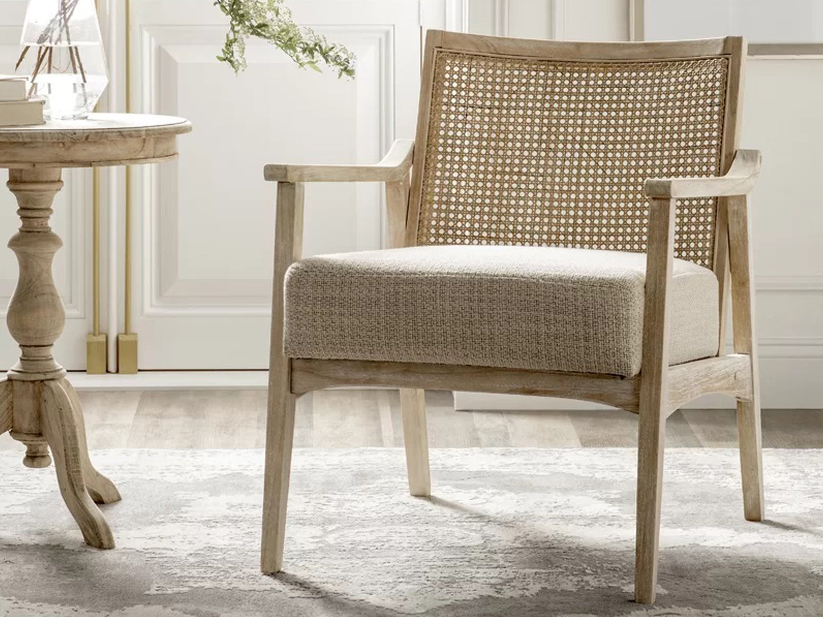 Wicker Solid Mango wood Arm Chair with Cane Work #1