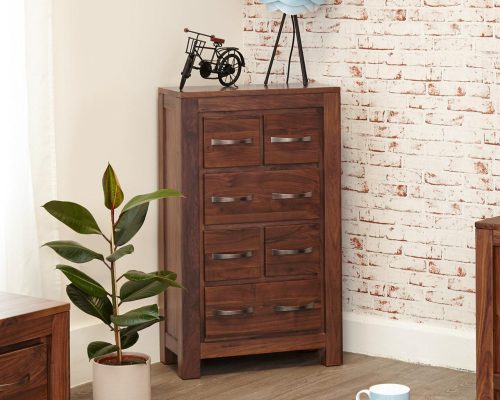 Marwar Sheesham Wood Walnut Chest of Drawer Cabinet #1 - Duraster